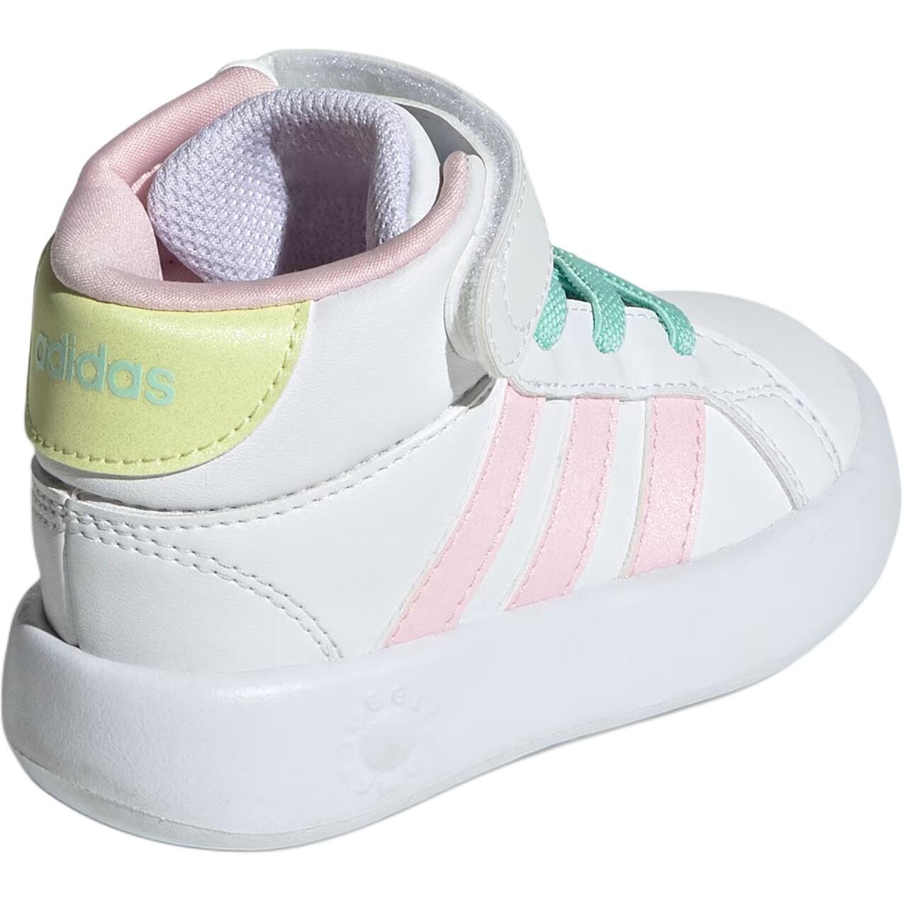 GRAND COURT Детская обувь для малышей, кроссовки Adidas, цвет White/Clear Pink/Ice Crystal Yellow — фото 3