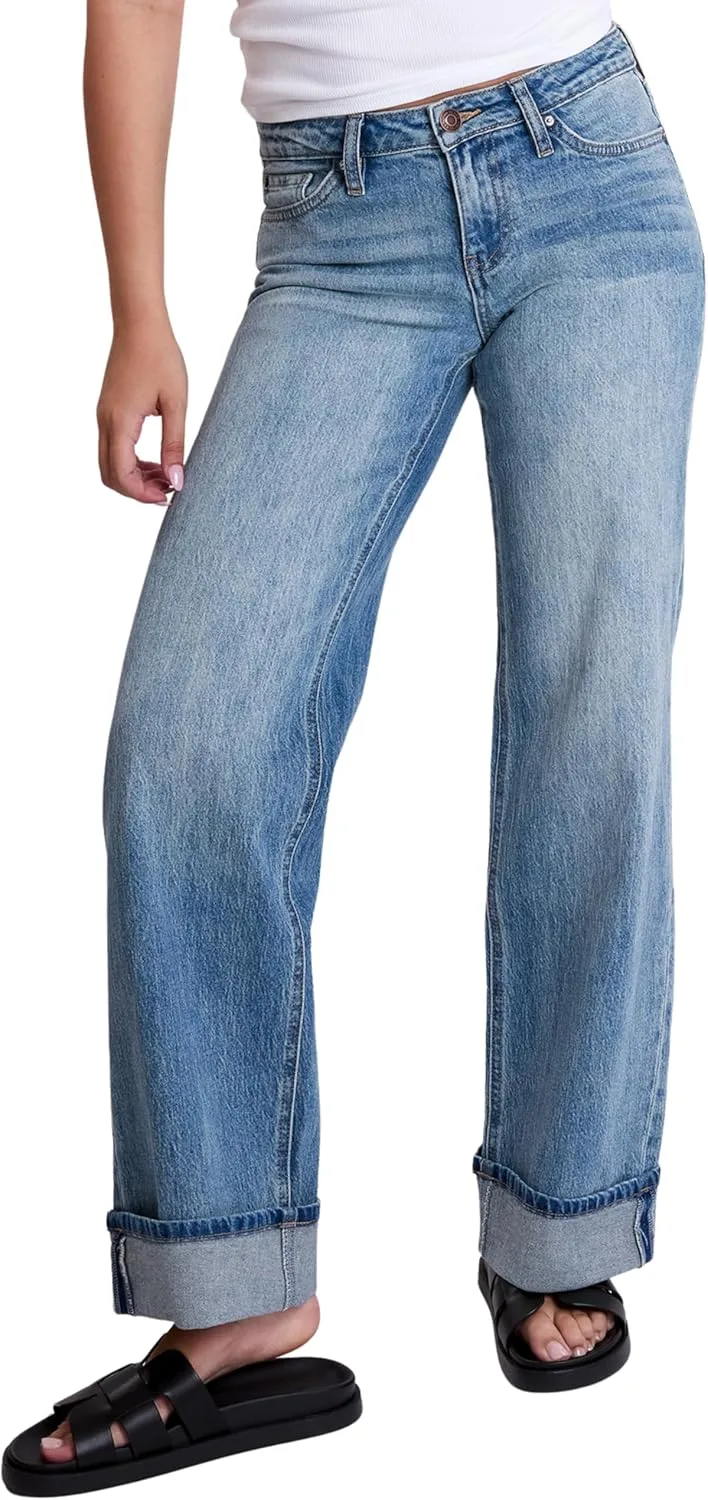 

YMI Women's Brittany Low Rise Wide Leg Cuff Jeans P053399