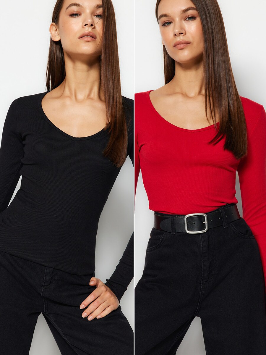 

Лонгслив Trendyol, Red/Black