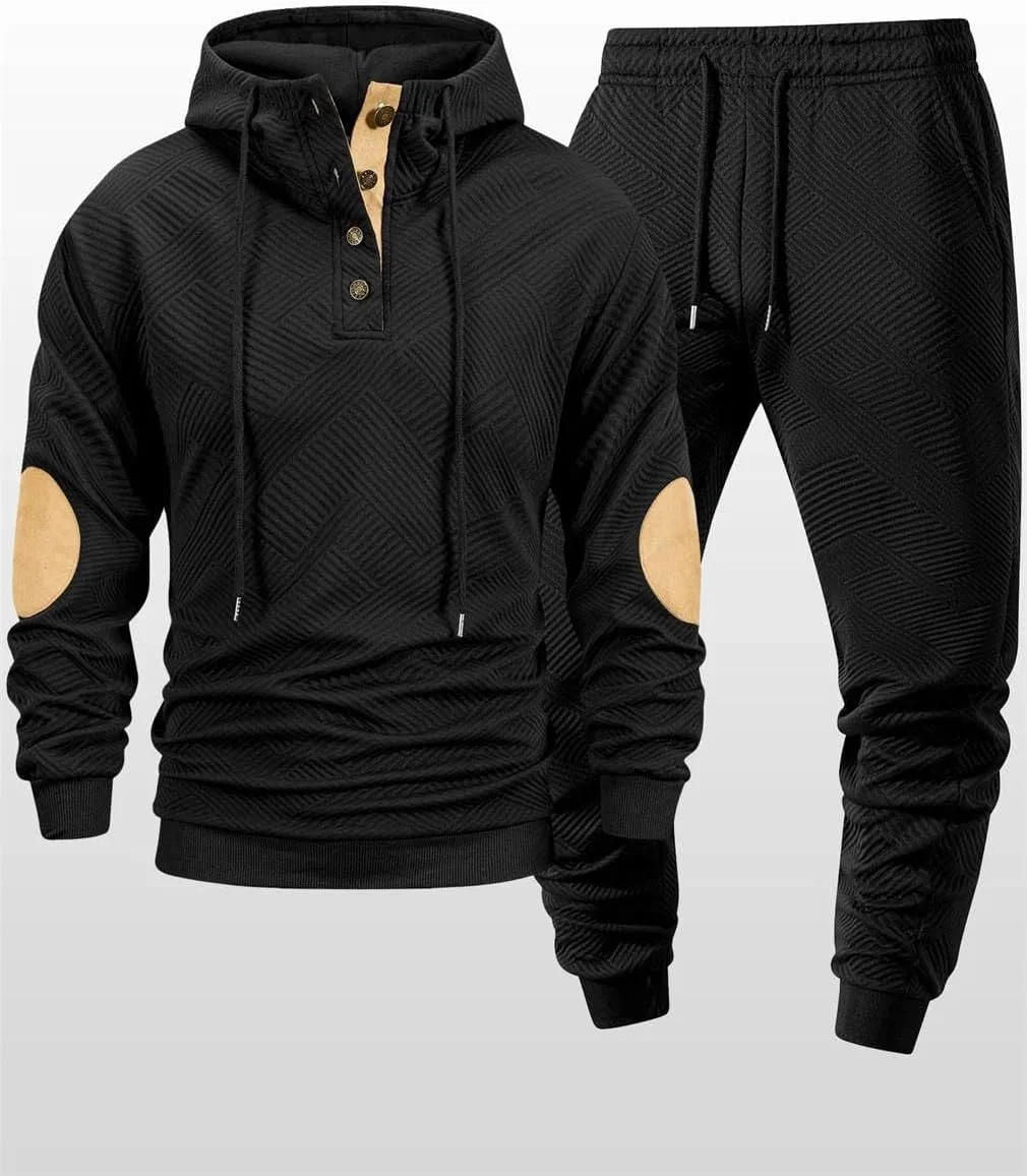 Спортивный костюм из флиса, Men's Hooded Sweatshirt Pants Two-Piece Set, Army En8 — фото 2