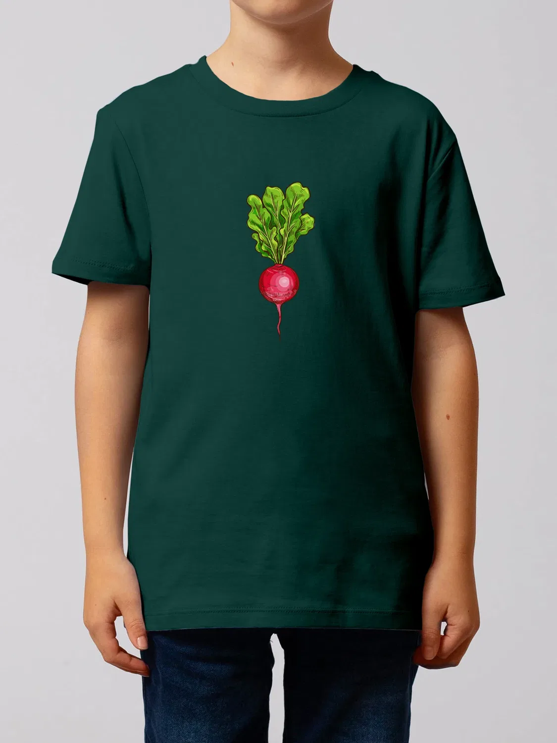 Футболка с вышивкой редис, Wat? Apparel, темно-зеленый