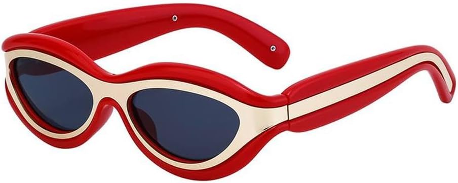 

Женские солнцезащитные очки в стиле стимпанк, цельные, в миниатюрной оправе, роскошные овальные солнцезащитные очки в стиле панк, винтажные очки с защитой от УФ-излучения UV400, SUN4367 Generic, C2redgray