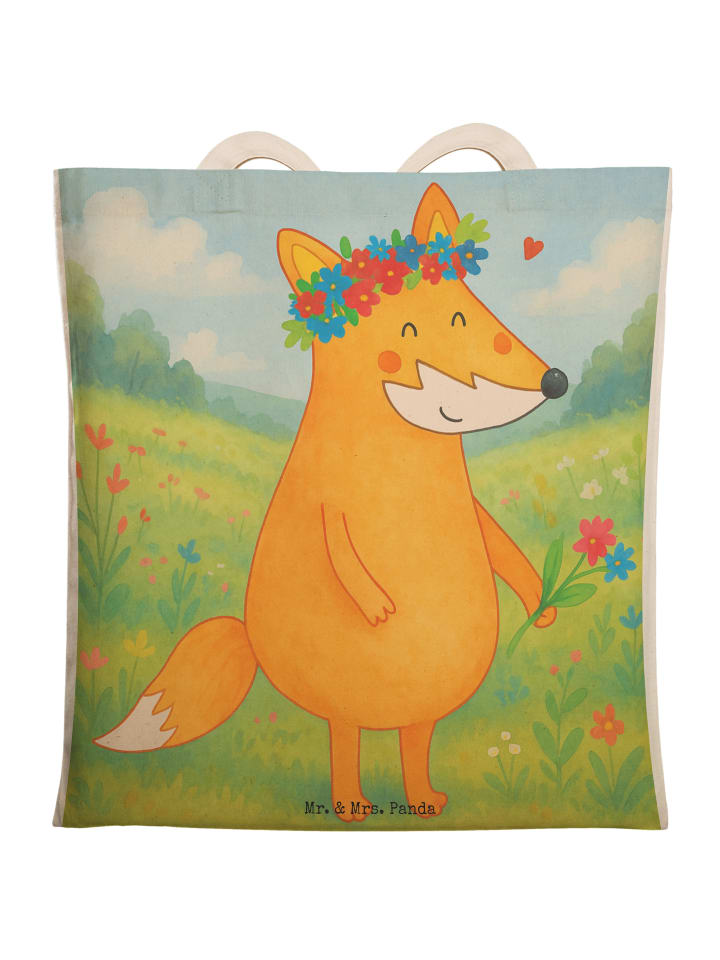 

Mr. & Mrs. Panda Белая сумка с изображением лисы и цветочного узора, без надписи