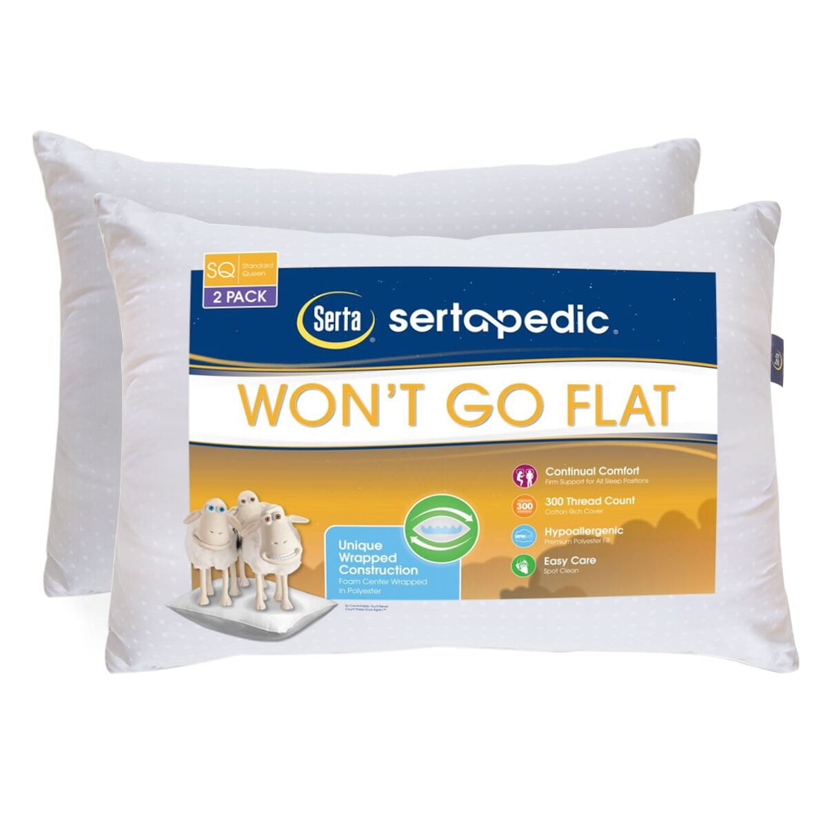

Подушка SertaPedic Wont Go Flat, белый