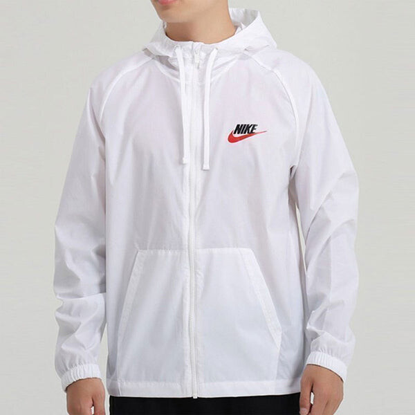 Куртка Nike Back Large Logo Woven Sports Hooded Jacket White, белый — фото 3