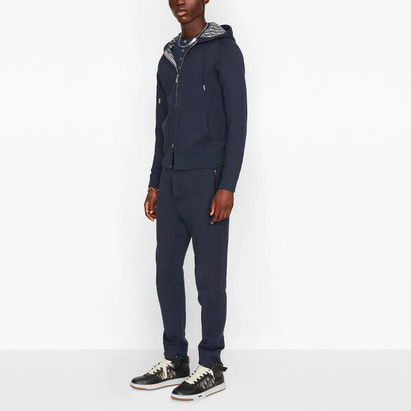 Куртка men's ss21 loose zipper hooded jacket navy blue Dior, синий — фото 3
