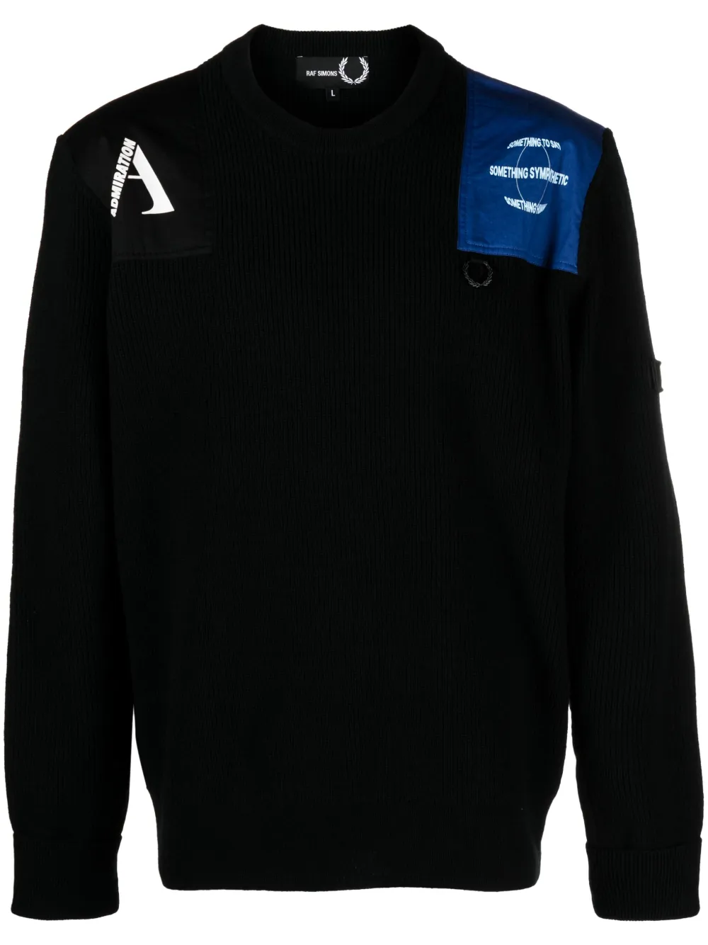 

Шерстяной джемпер с нашивками Raf Simons X Fred Perry, черный