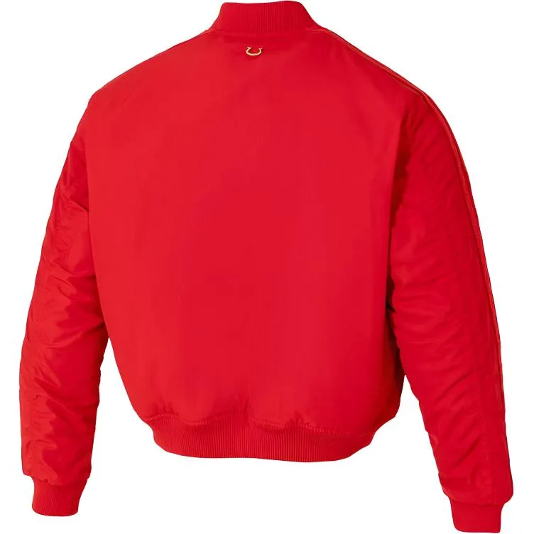 Современная стеганая куртка-бомбер мужская Adidas, Light Scarlet — фото 3
