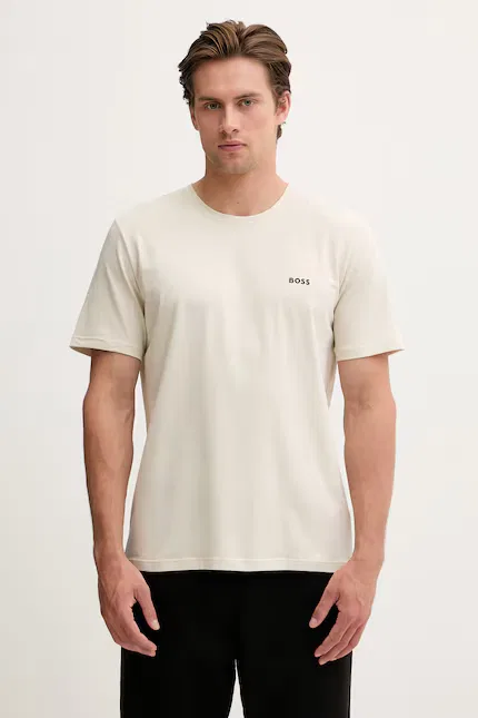 Футболка хлопковая с эластаном T-Shirt R BOSS, бежевый