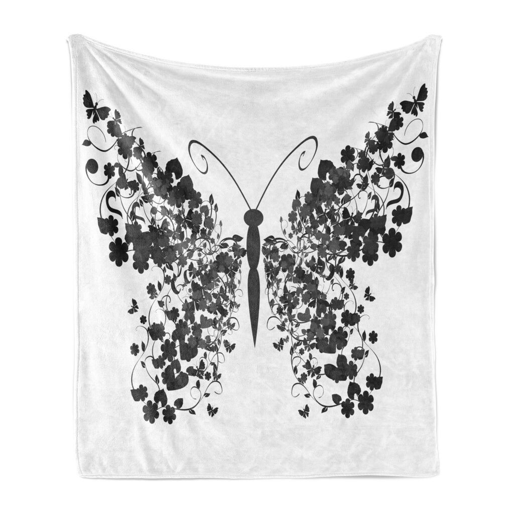 

Мягкое фланелевое флисовое одеяло ABAKUHAUS Butterfly, дизайн Wings Animal, уютный плюш для использования в помещении и на открытом воздухе, 125 x 175 см, серый и светло-серый