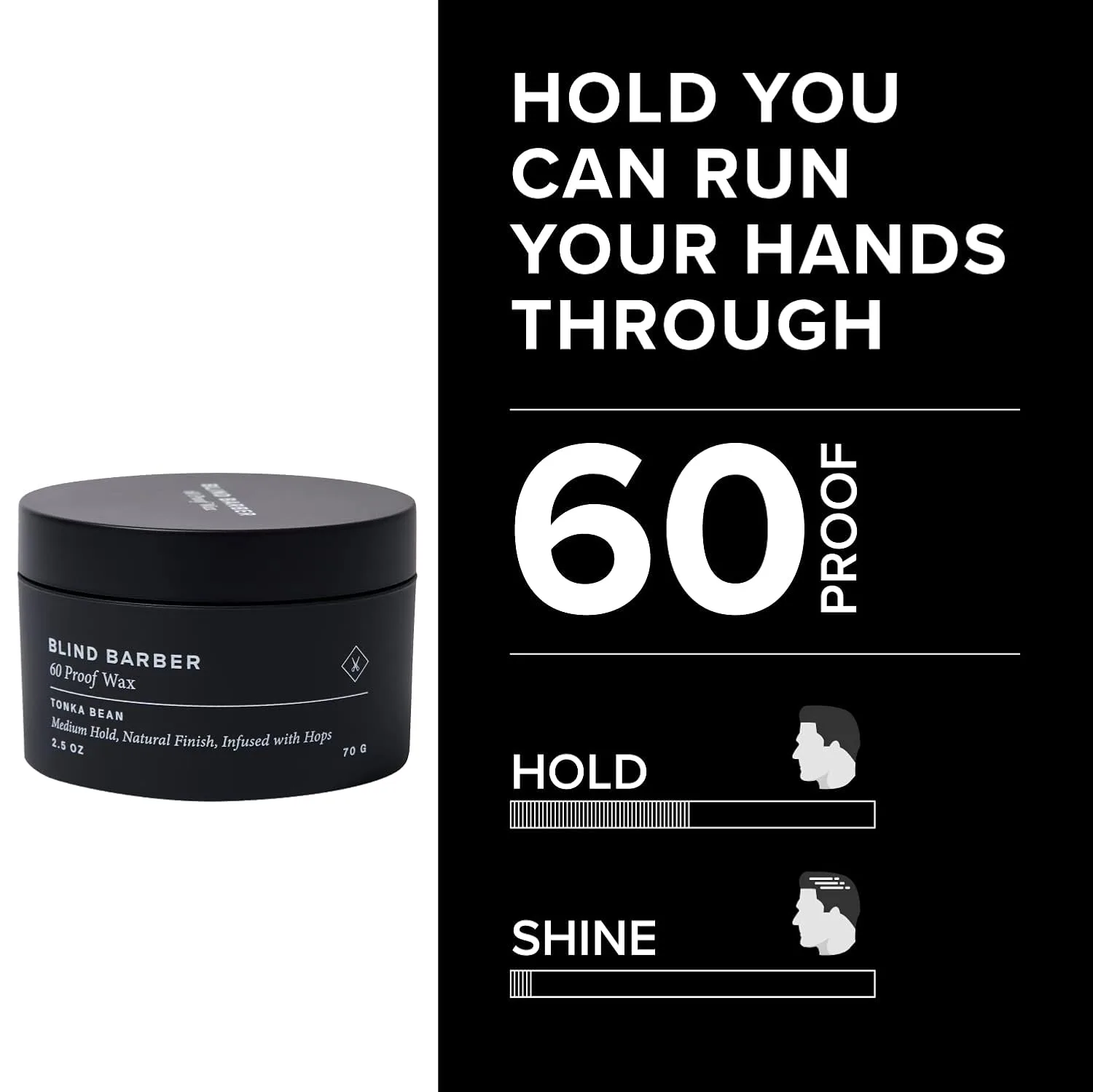 Blind Barber 60 Proof Hair Wax для мужчин - воск на водной основе для укладки, средняя фиксация и блеск, с экстрактом хмеля для объема, без жестокости, аромат тона бобов (70 г) — фото 3