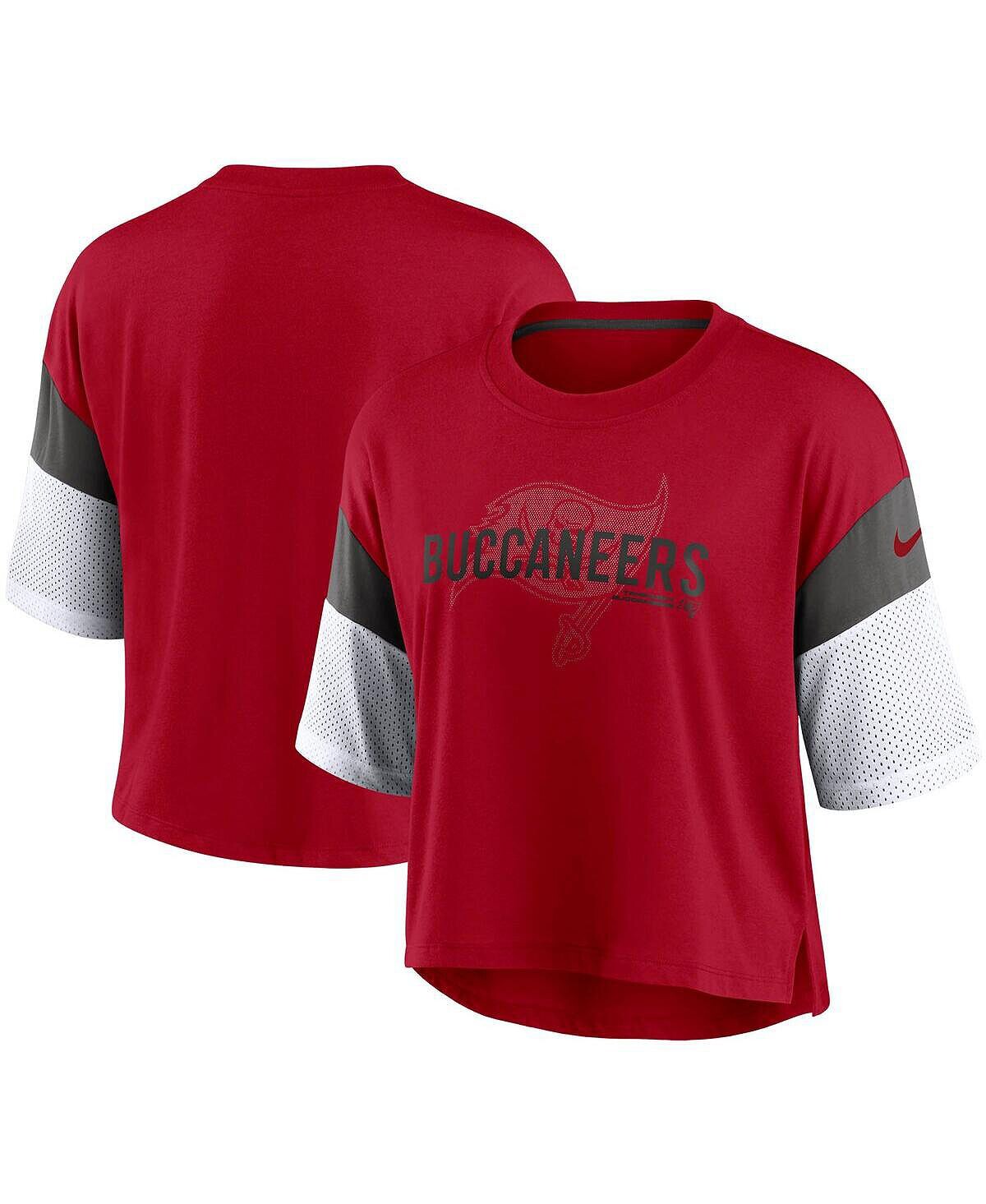 

Женский красно-белый укороченный топ Tampa Bay Buccaneers Nickname Tri-Blend Performance Nike