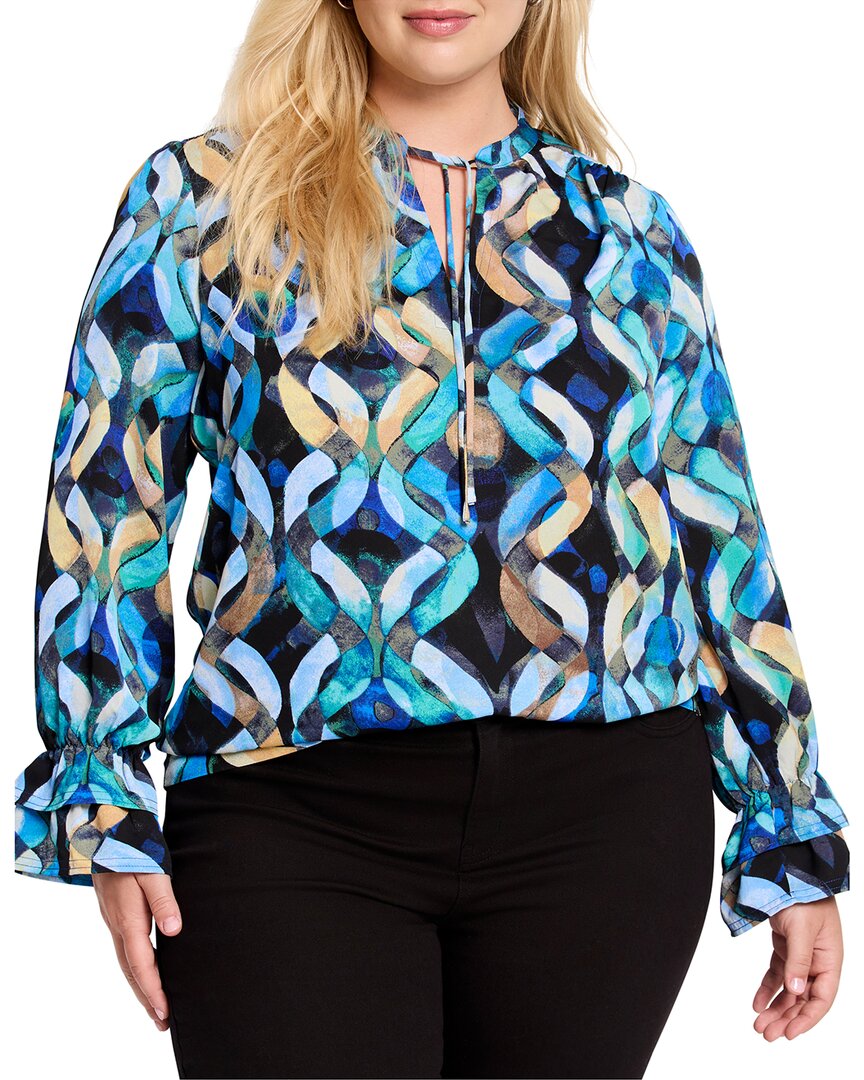 

Топ с волнообразными вставками NIC+ZOE Plus Nic + Zoe, синий