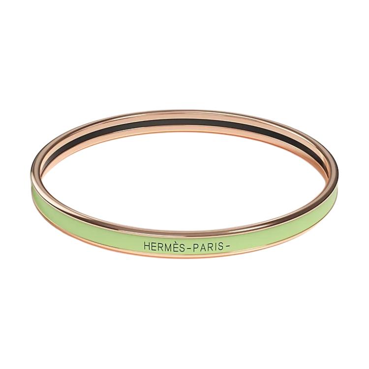 Эмалевые браслеты с розовым золотым покрытием Bubble Green HERMES, зеленый — фото 4