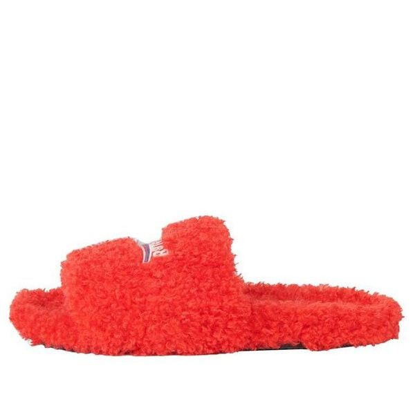 Тапочки furry slides 'red' Balenciaga, красный