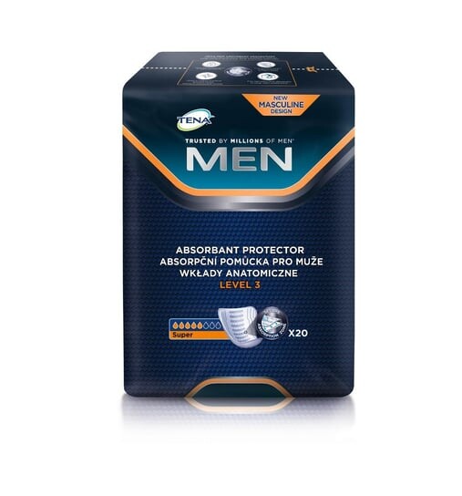 

Анатомические вставки, 20 шт. Tena, Men Super