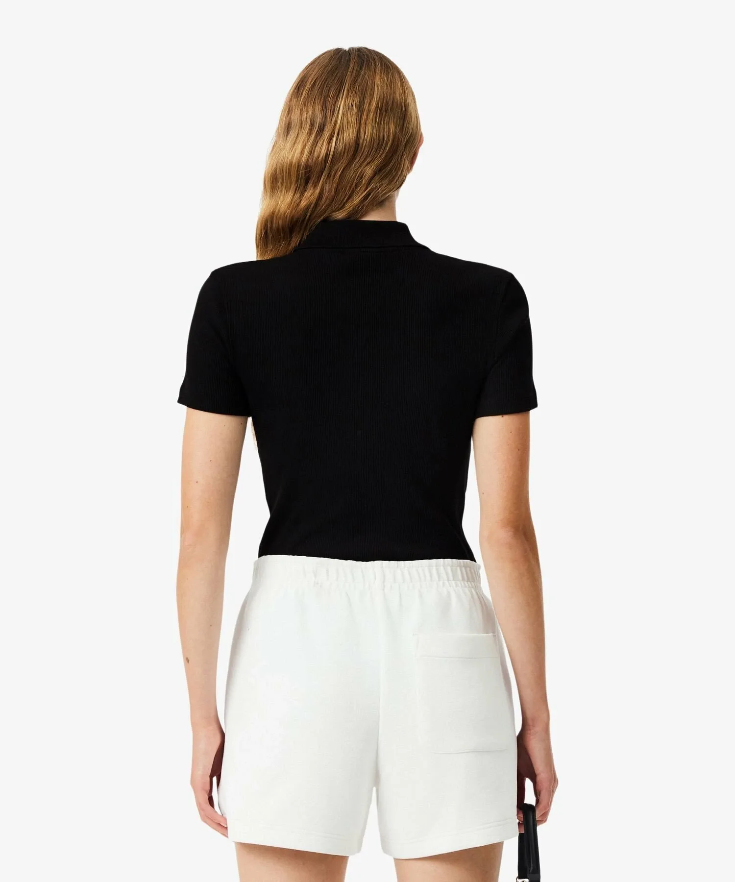 Рубашка-поло LACOSTE, Black, из ребристой вязки — фото 3