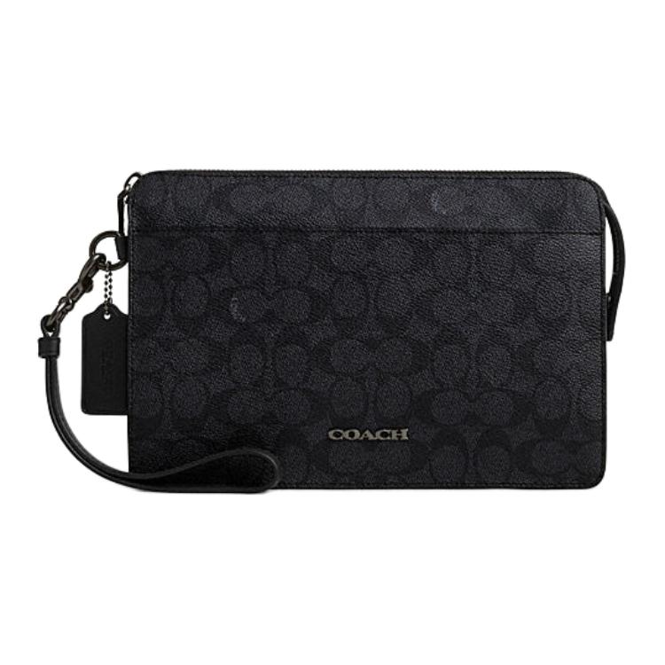 

Кожаный клатч среднего размера мужской угольно-черный и черный COACH