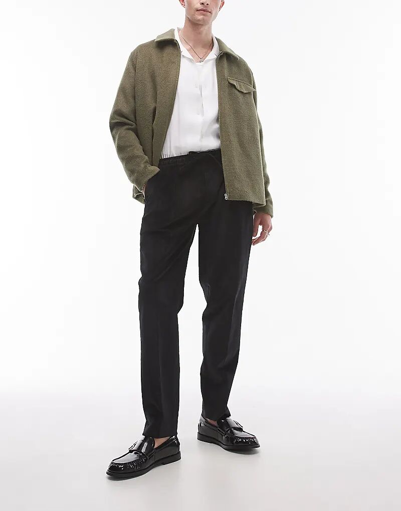 

Зауженные вельветовые брюки черного цвета Topman