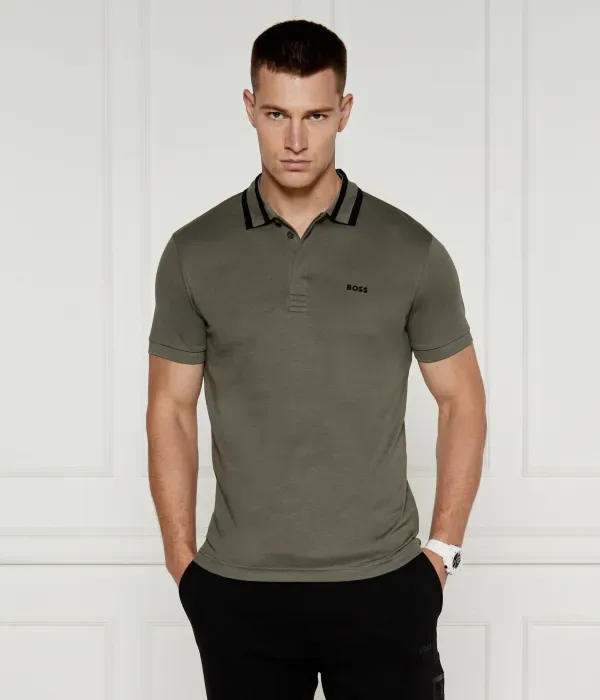 Поло Пауле slim fit Boss Green, хаки — фото 3