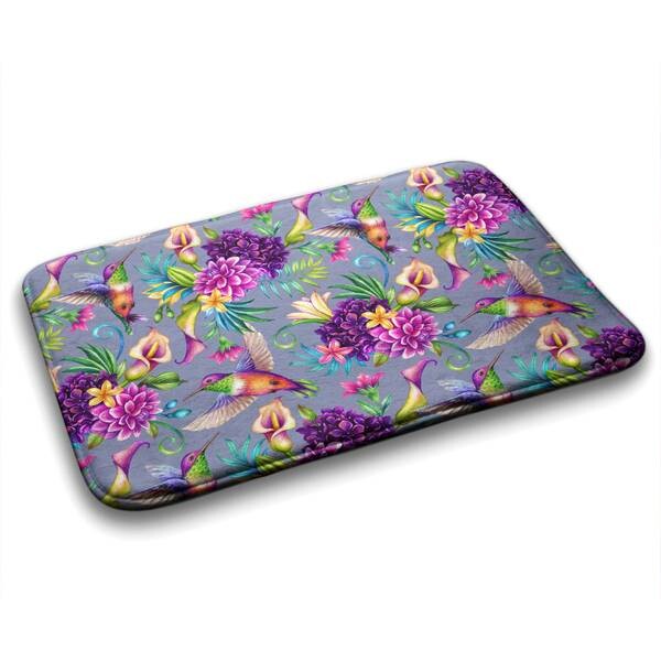 

Коврик для ванной Tulup Blumen Vögel, 90x1x90 см, сиреневый