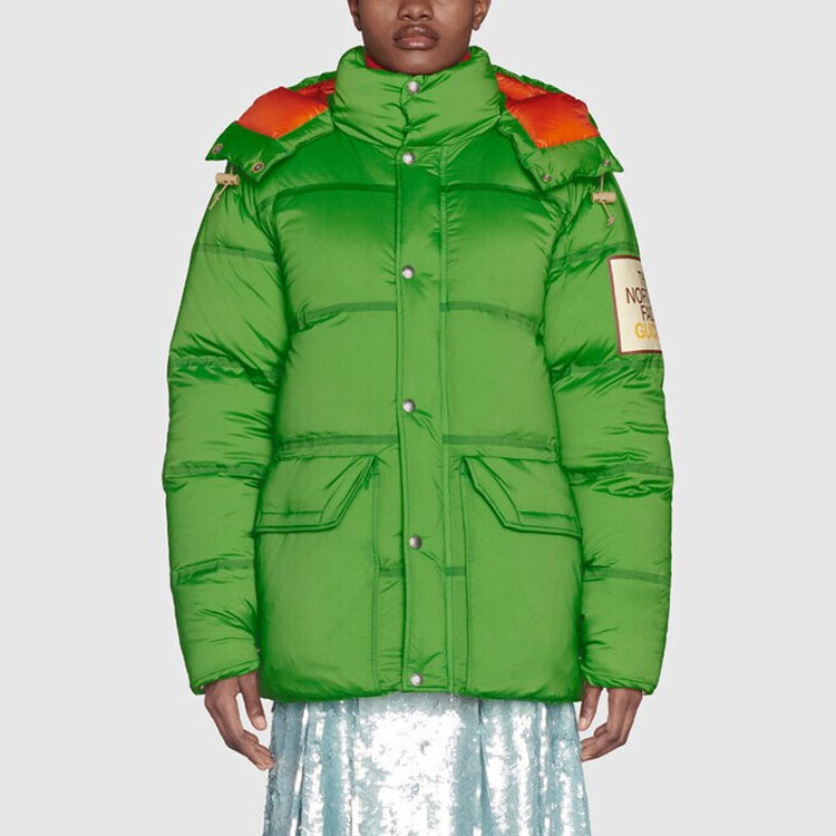 Пуховик женский The North Face x Gucci, зеленый — фото 4