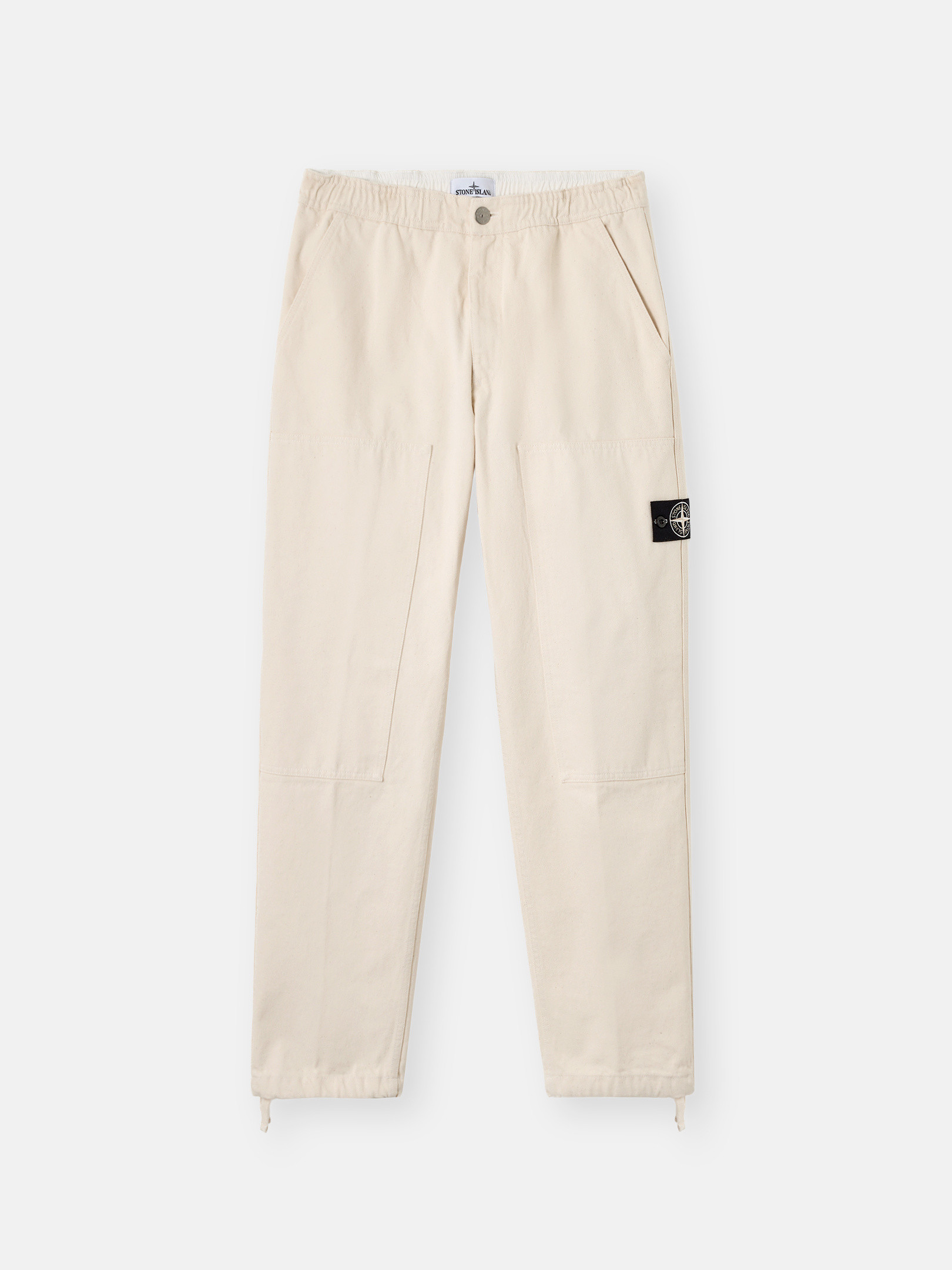 

Брюки-чиносы свободного кроя с эластичным поясом Stone Island 3100001 NATURAL COTTON GABARDINE_STONE ISLAND RAW BEAUTY, слоновая кость