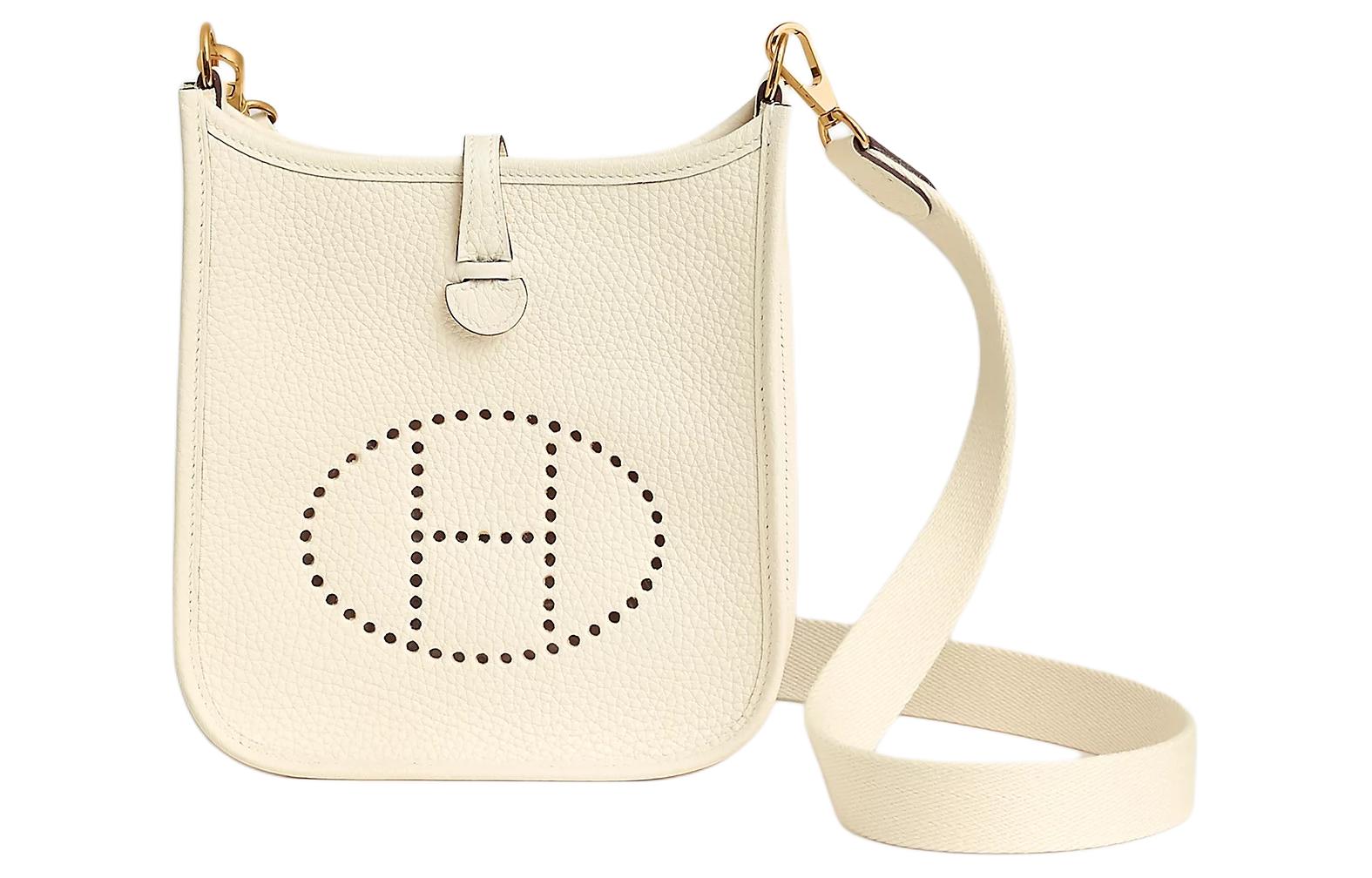 

HERMES Сумка кроссбод Evelyne Clemence из кожи мини женская кремово-белая