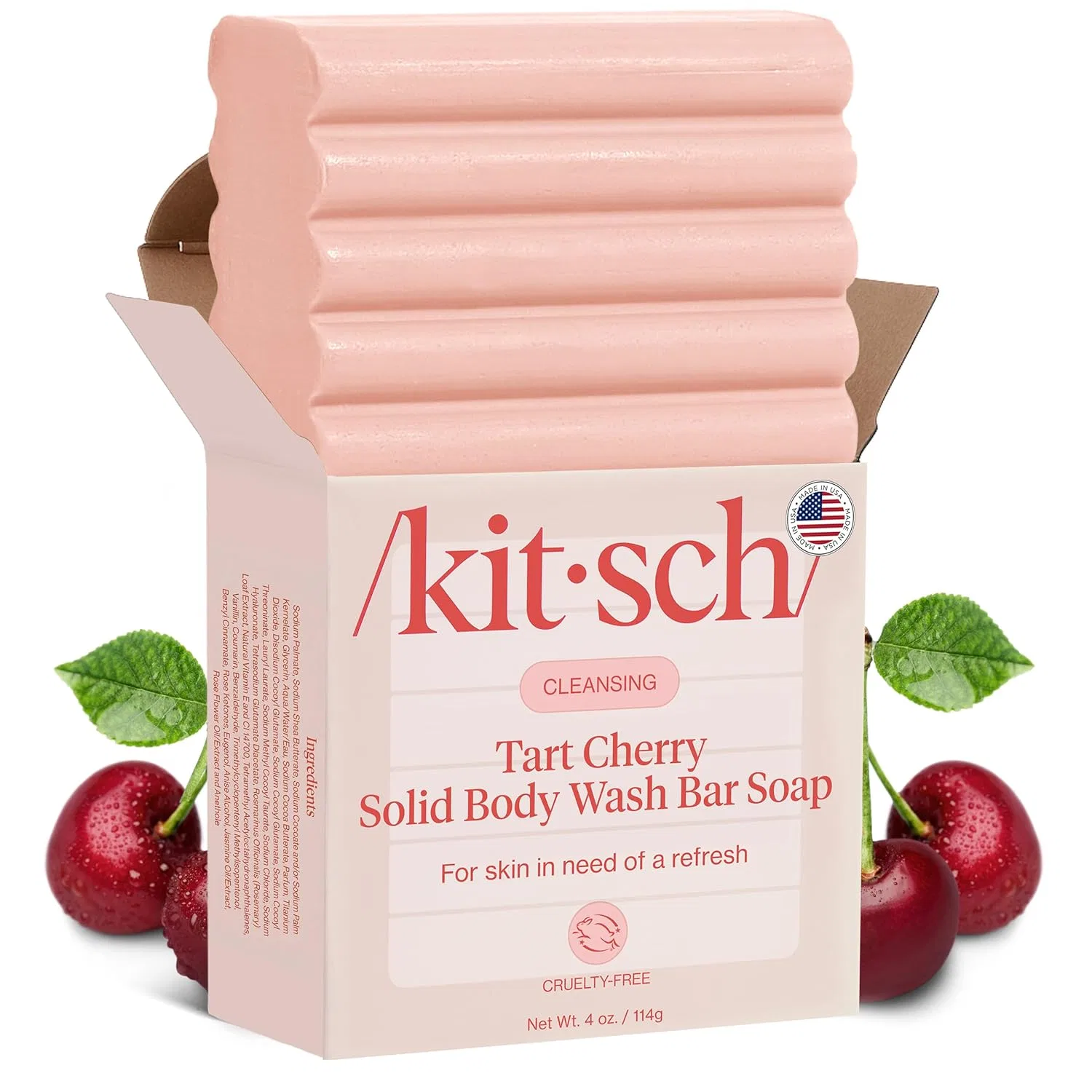Твердое мыло Kitsch Cleansing Tart Cherry с ароматом вишни, 118.4 г Kitsch