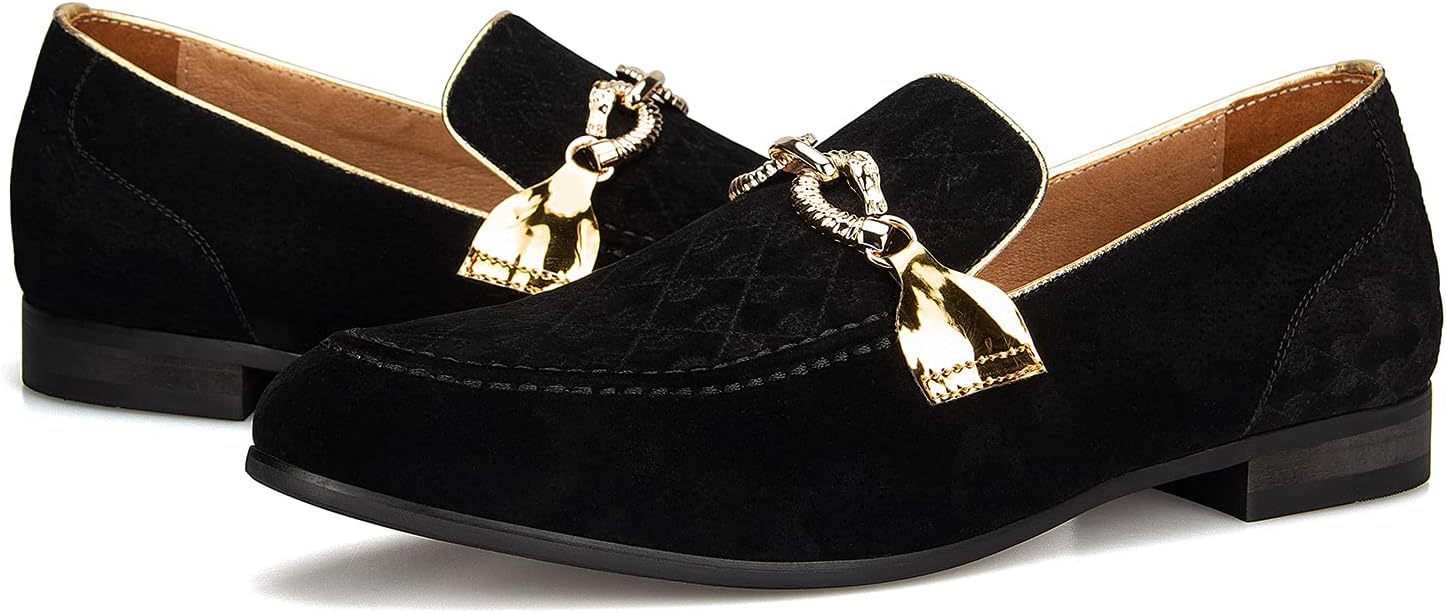 

Мужские туфли Meijiana - черные замшевые лоферы с металлической пряжкой, резиновая подошва, модная повседневная одежда, идеально подходят для работы, вечеринки или дня рождения - стильные мужские классические туфли