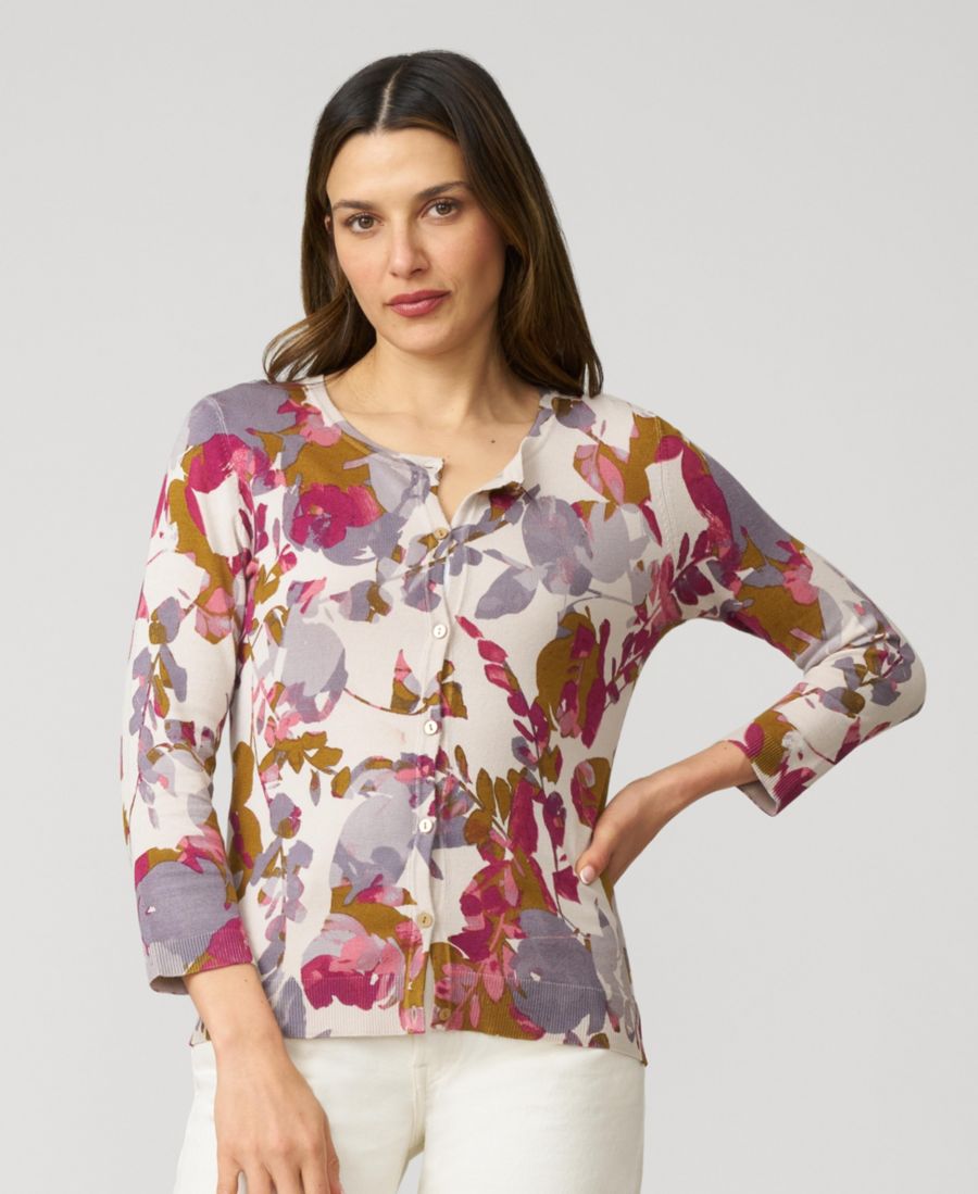 

Женский кардиган с цветочным принтом и круглым вырезом Cable & Gauge, Floral blend