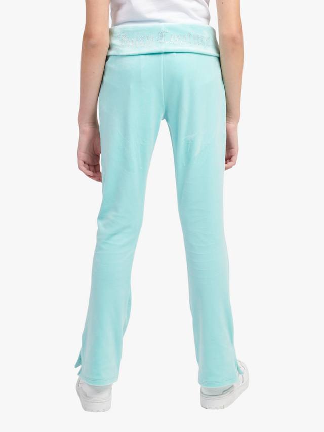 Детские джоггеры с поясом на манжете из велюра Juicy Couture, Angel Blue — фото 3