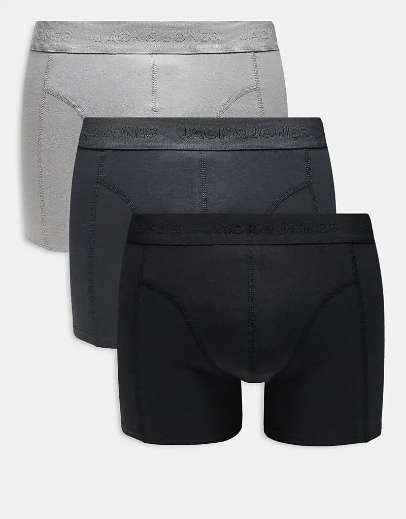 

Комплект из 3 пар трусов-боксеров Jack & Jones черного и серого цветов