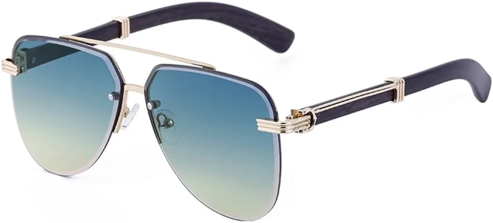 

Овальные солнцезащитные очки без оправы для мужчин и женщин, винтажные солнцезащитные очки без оправы для мужчин, защита от УФ-излучения UV400 VFDHN, C5 Blue Yellow