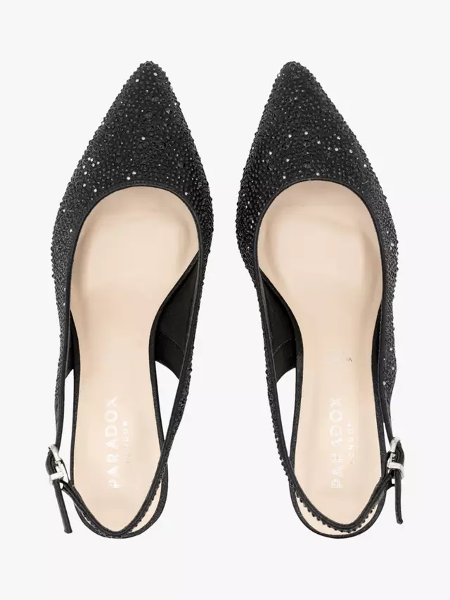 Туфли-лодочки Paradox London Fiora Wide Fit Diamante Kitten Heel Slingback, черный — фото 4