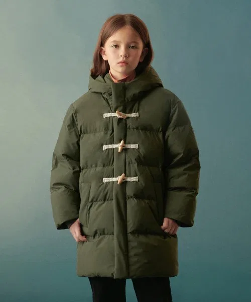 Пуховик дафлкот с капюшоном MUSINSA STANDARD KIDS, полиэстер, хаки