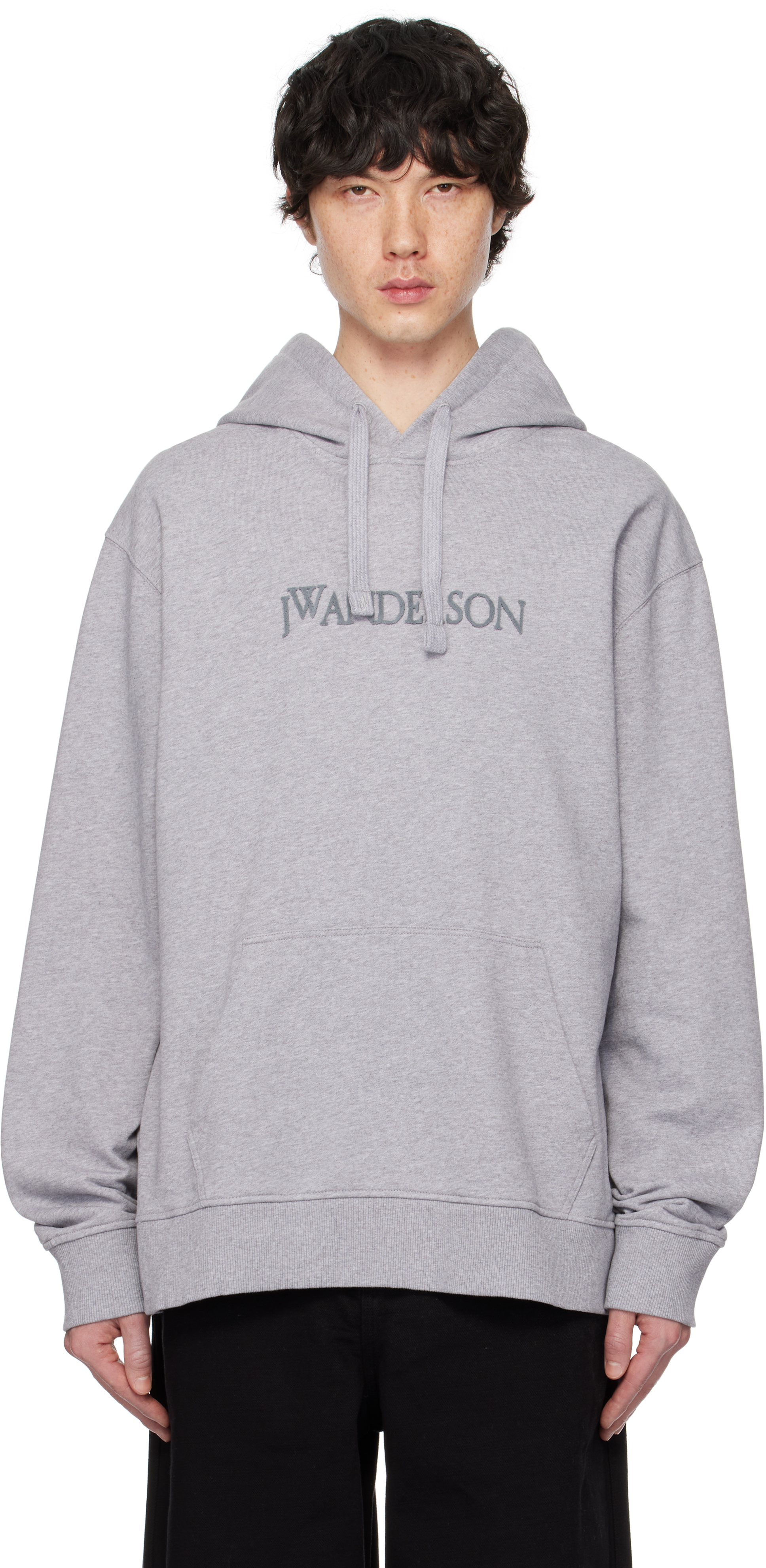 

Серая толстовка с вышитым логотипом JW Anderson, Grey melange