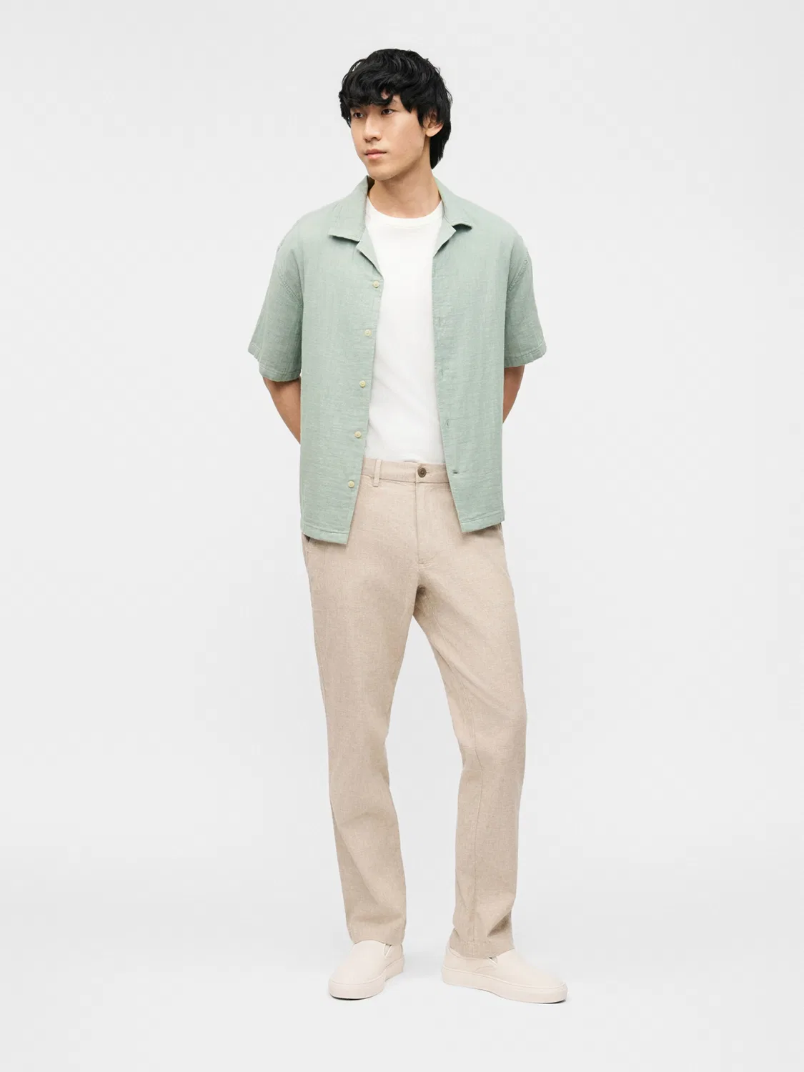 Рубашка Gap Comfort fit на пуговицах, мятного цвета — фото 4