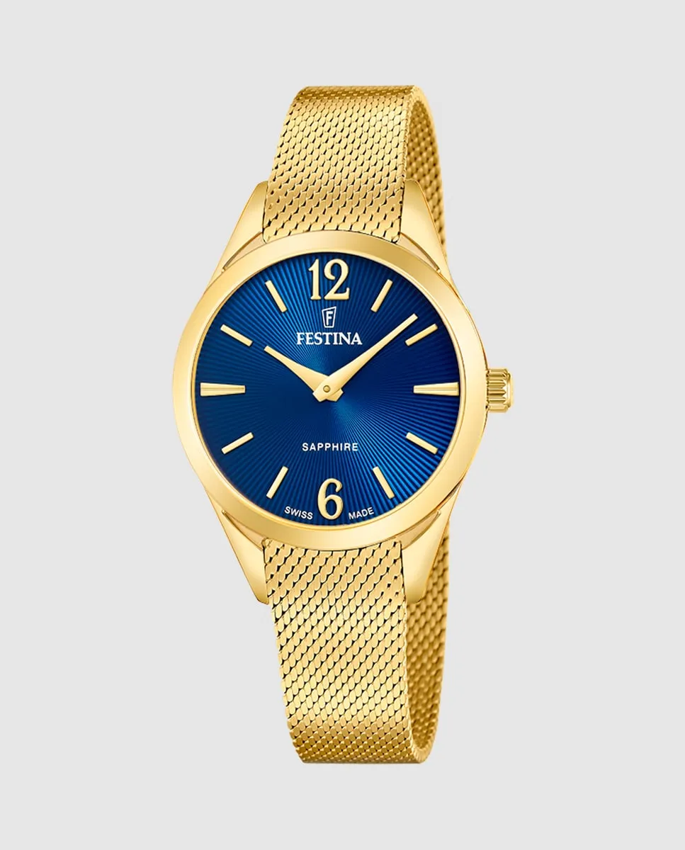 

F20077/4 Швейцарские женские часы Grace в корпусе из позолоченной стали Festina, золото