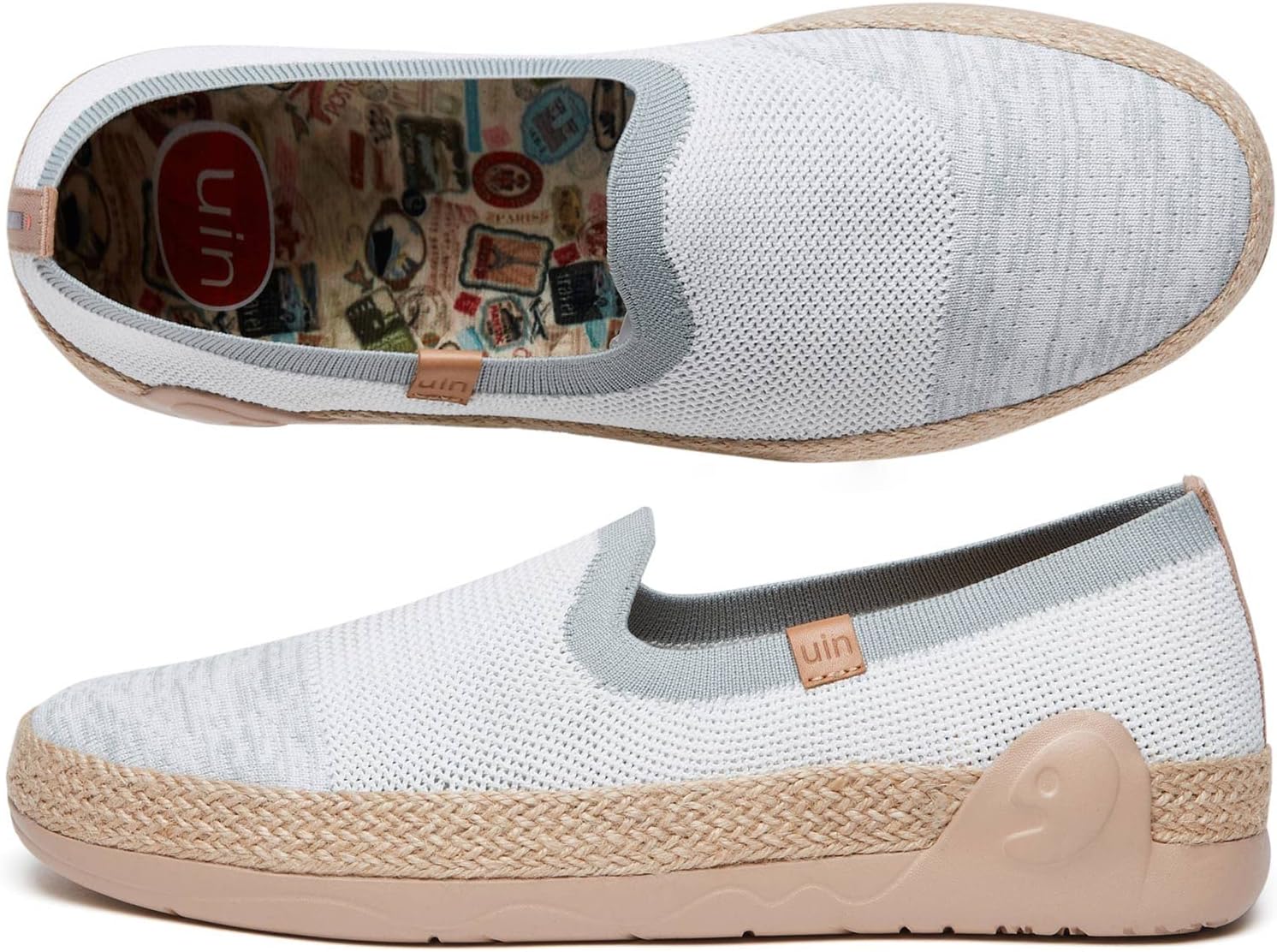 Мужские эспадрильи UIN Slip Ons- легкие прогулочные повседневные лоферы, удобные, с ручной росписью, серия Marbella, белый — фото 3