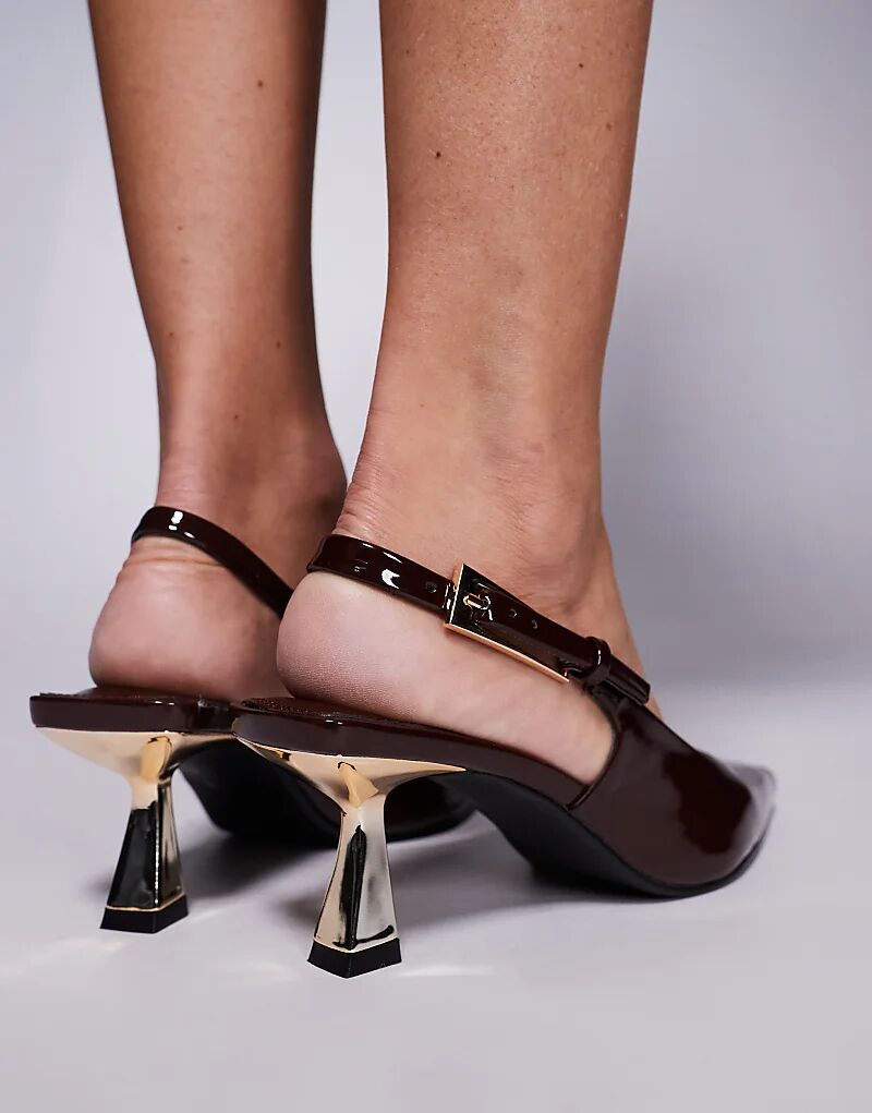 Туфли Simmi London June с острым носком и каблуком-рюмочкой из коричневого лака SIMMI Shoes — фото 3