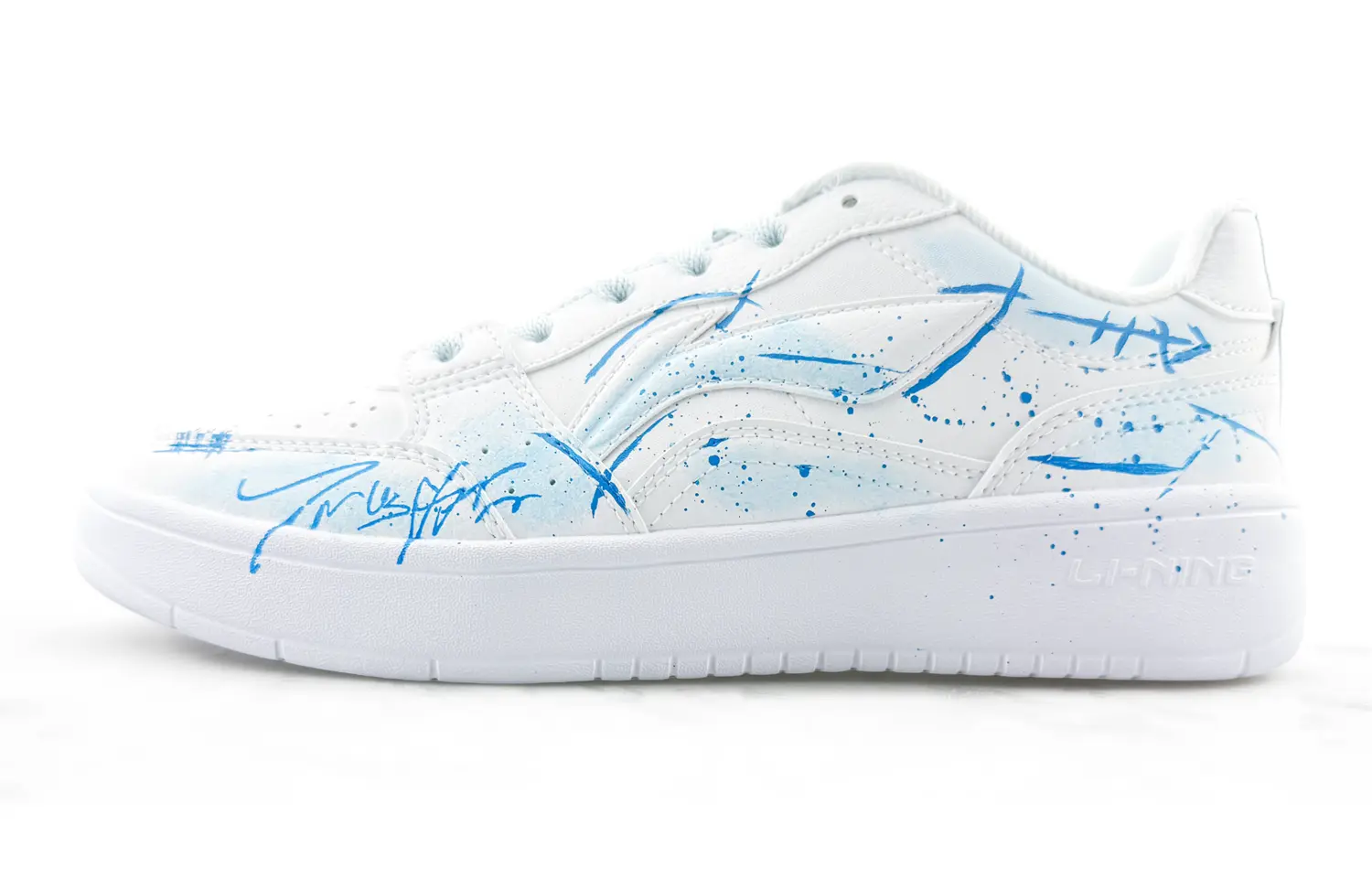 

Мужские низкие скейтбордные кроссовки Li Ning Sycee с противоскользящей амортизацией и износостойкостью., белый синий