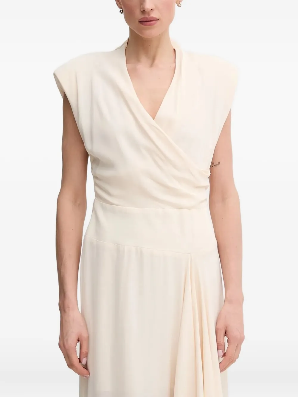 

Платье миди с драпировкой Sandro Ferrone, нейтральный