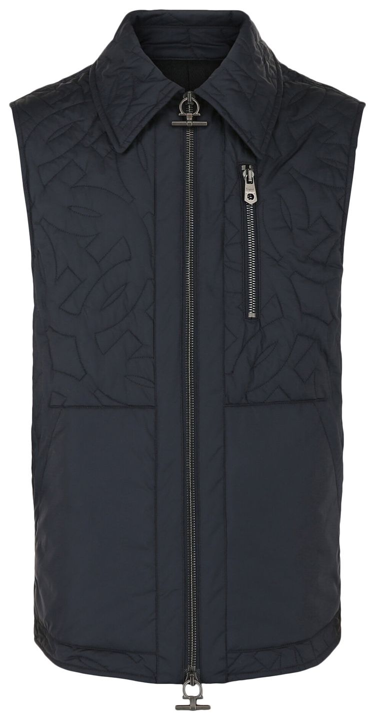 

Стеганый жилет Ferragamo Gancini Monogram, синий