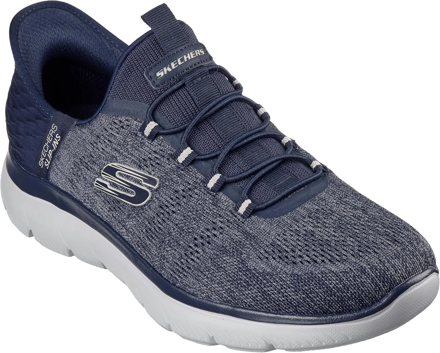 Мужские туфли Skechers Summits Key Pace Hands Free без шнурков, Navy Mesh — фото 2