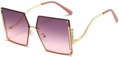 

2027 Модные квадратные солнцезащитные очки без оправы для женщин, винтажные солнцезащитные очки с бриллиантами, разноцветные женские очки MTZJH, Gray Pink2730