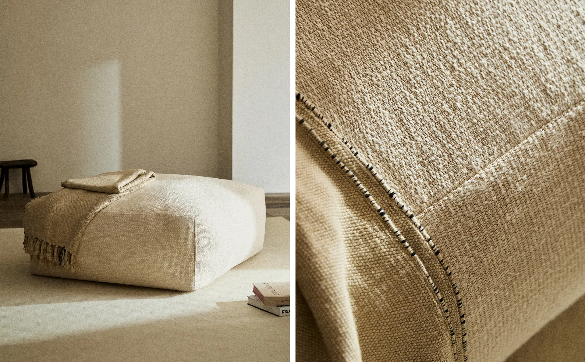 

Хлопковый пуф-буф Zara Home, экрю