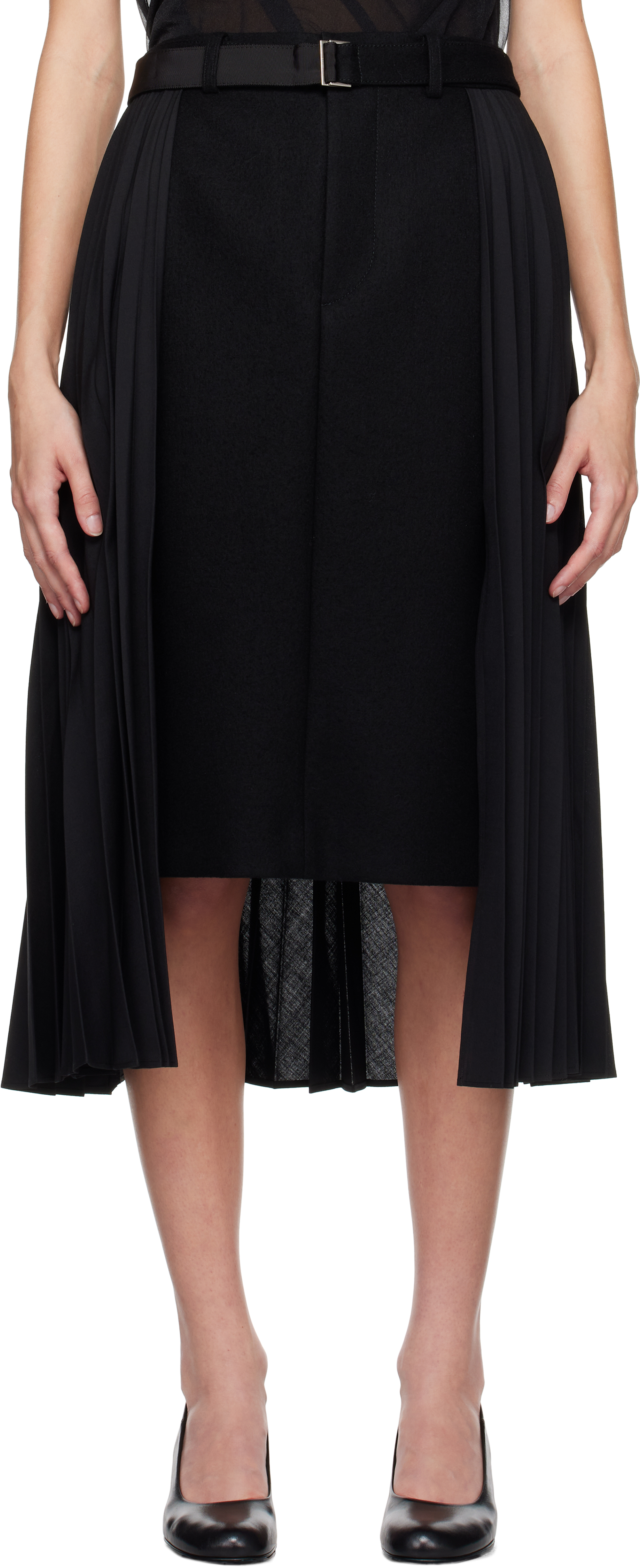 

Юбка миди из костюмной ткани и шерсти Melton sacai