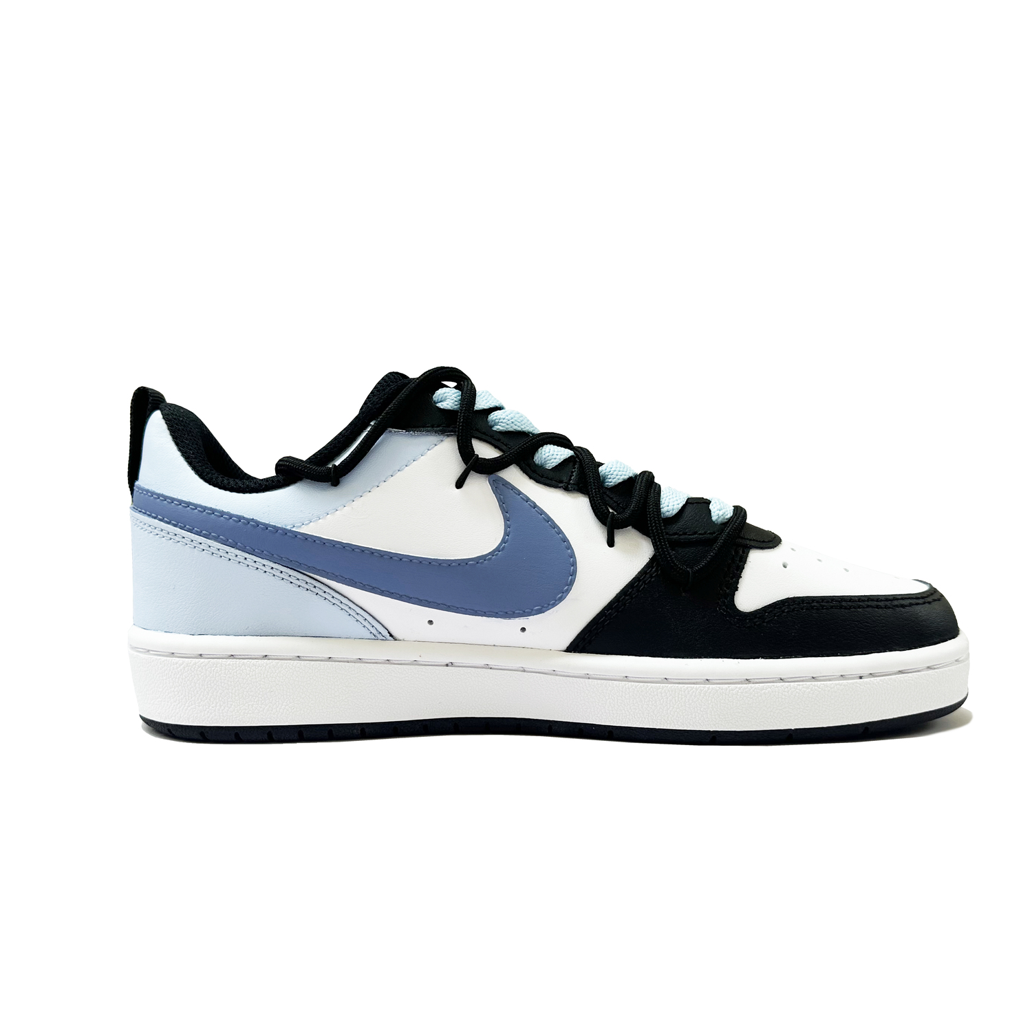 Nike Кроссовки Court Borough Feather Fan Low Top Skateboard GS черно-бело-синие, цвет Black White Blue — фото 4