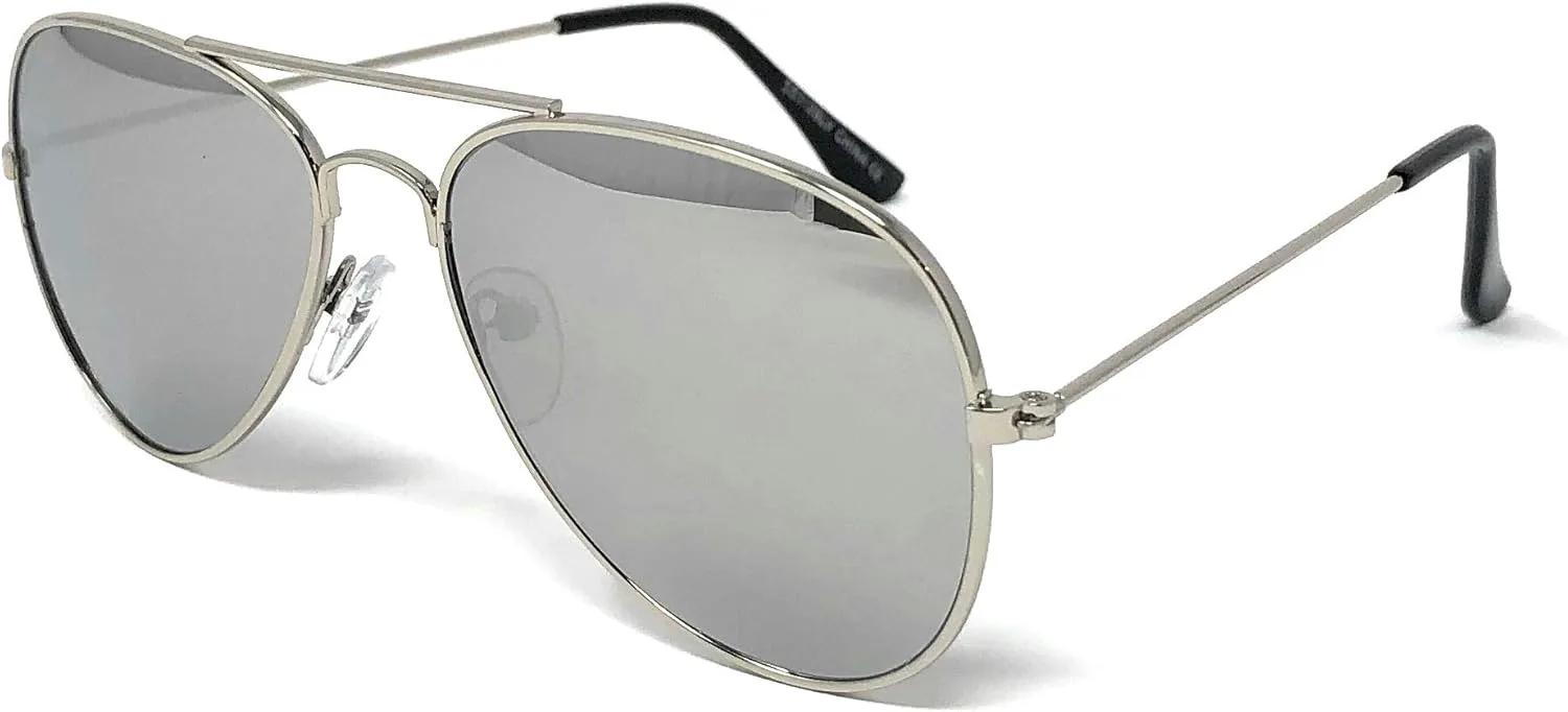 

WebDeals - Солнцезащитные очки-авиаторы в серебристой или цветной зеркальной металлической оправе (серебристая оправа/серебристые зеркала - размер Large)